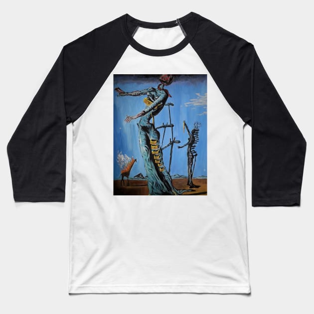 Painting The Burning Giraffe Salvador Dali T-Shirt T-Shirt Baseball T-Shirt by J0k3rx3